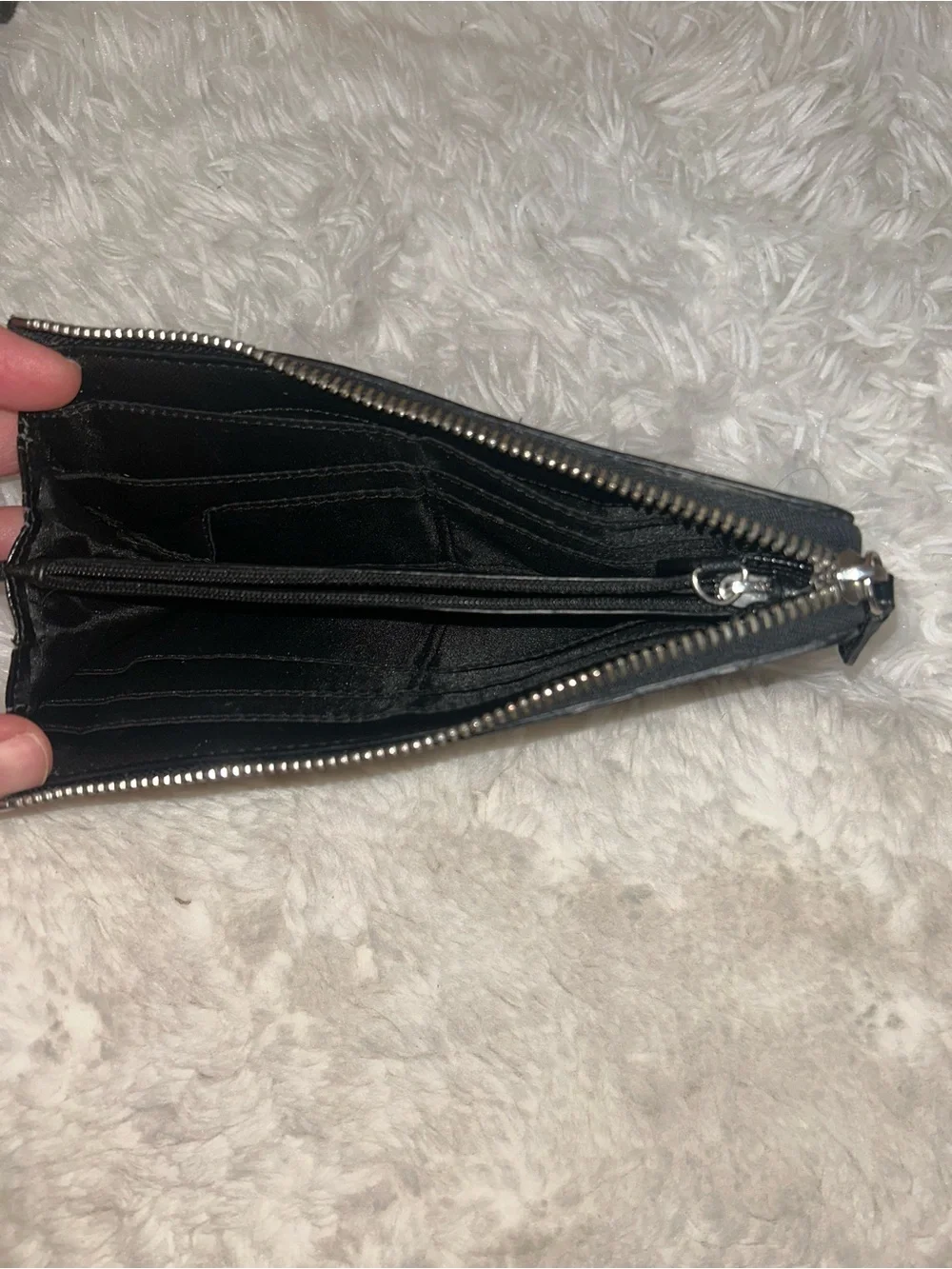 Coach Peyton Signature slim zip-around wallet black grey canvas cardholder